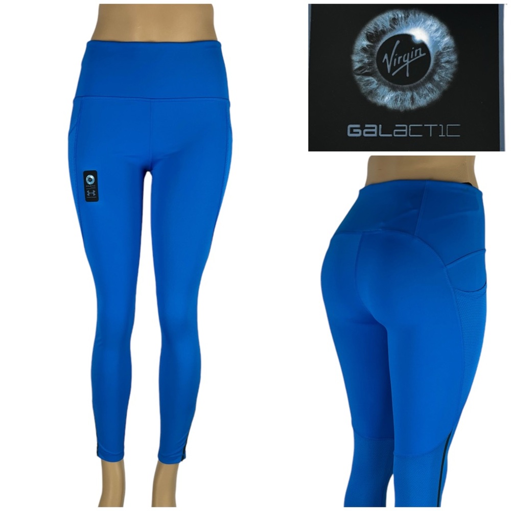 Under Armour x Virgin Galactic Womens Small Leggings Rush Blue Gym NWT $120